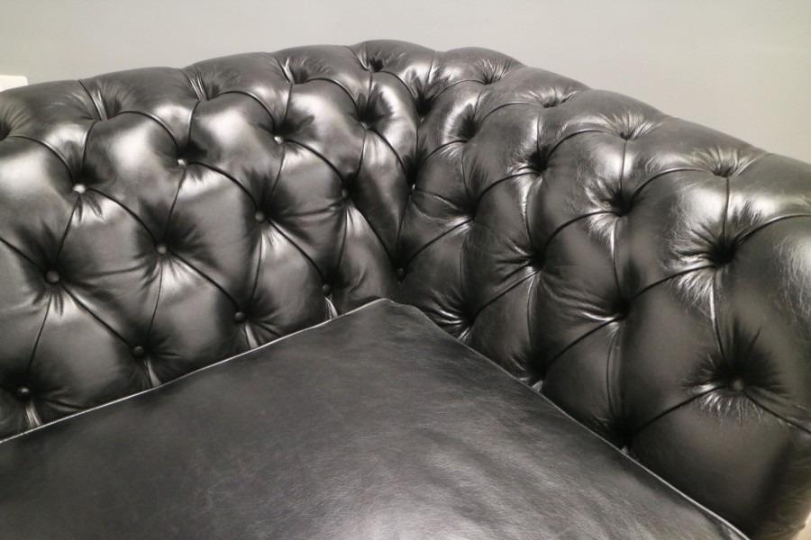 Calvert Luxury Leather Sofa - 2.5 Seater - Old English Black