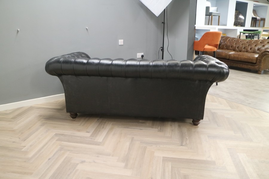 Calvert Luxury Leather Sofa - 2.5 Seater - Old English Black