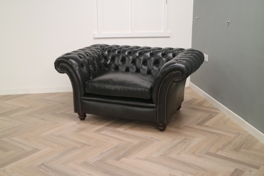 Calvert Luxury Leather Sofa - 1.5 Seater - Old English Black