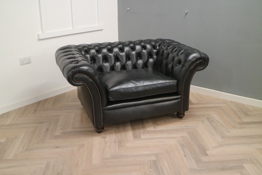 Calvert Luxury Leather Sofa - 1.5 Seater - Old English Black