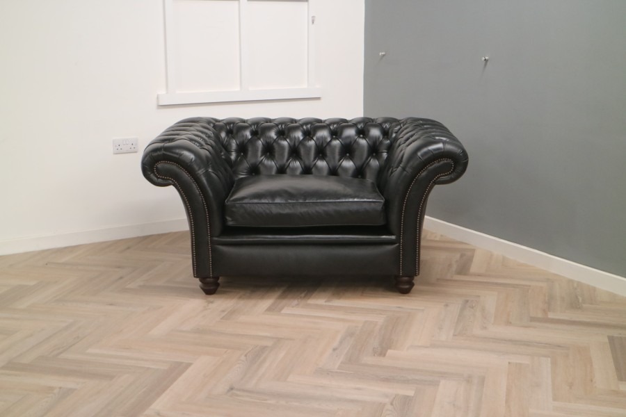 Calvert Luxury Leather Sofa - 1.5 Seater - Old English Black