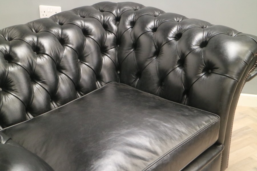 Calvert Luxury Leather Sofa - 1.5 Seater - Old English Black
