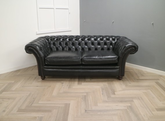 Calvert Luxury Leather Sofa - 1.5 Seater - Old English Black